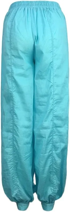 White Linen Pants Women| Wide Leg Dressy Baggy Beach Harem Pants with Pockets Solid Yoga Palazzo Pants for Women