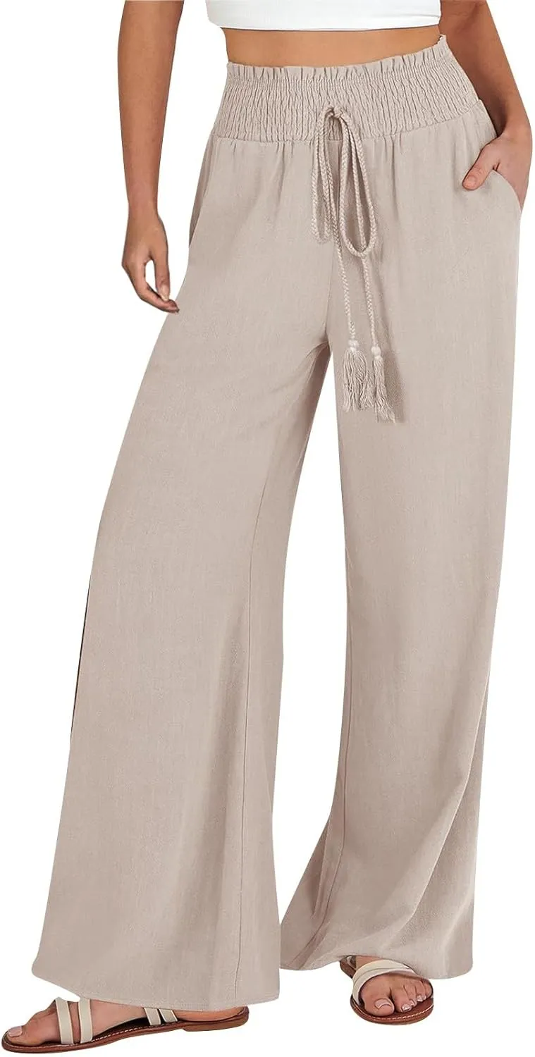 Wide Leg Pants for Women Winter Trending Sports Slacks with Pockets Solid Color Flare Leggings