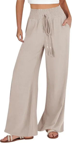 Wide Leg Pants for Women Winter Trending Sports Slacks with Pockets Solid Color Flare Leggings