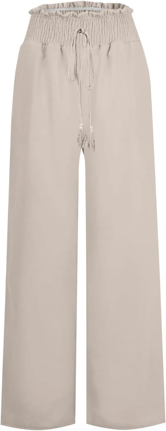 Wide Leg Pants for Women Winter Trending Sports Slacks with Pockets Solid Color Flare Leggings