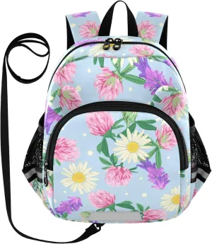 Wildflowers Isolated on Blue Little Kid Toddler Backpack Baby Boys Girls Kindergarten Pre School Bags Cute Cartoon Backpacks for children