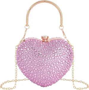 Women Heart Shaped Clutch Handbag Wedding Party Evening Bag Mini Chain Purse Cocktail Prom Tote Shoulder Bag