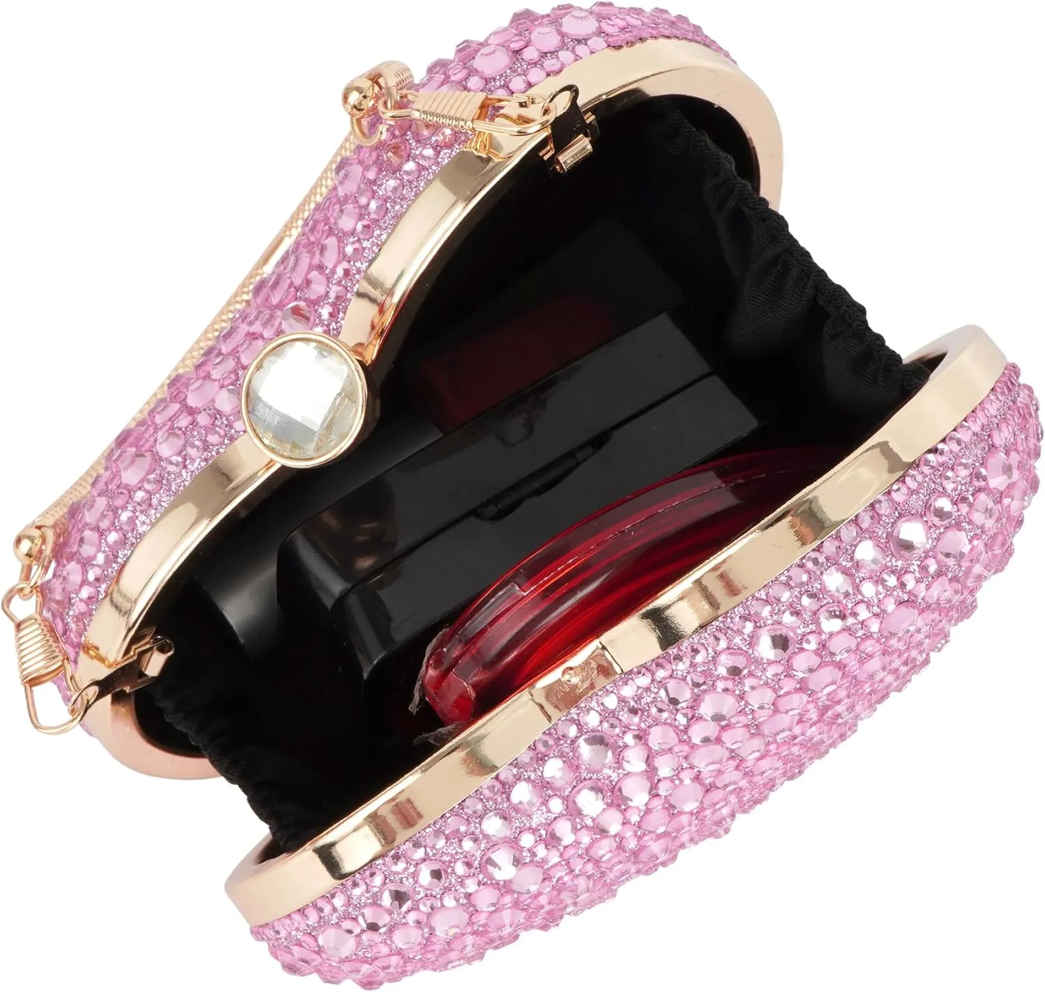 Women Heart Shaped Clutch Handbag Wedding Party Evening Bag Mini Chain Purse Cocktail Prom Tote Shoulder Bag