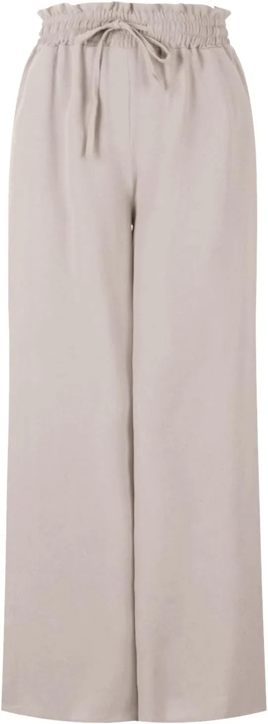 Women High Waist Wide Leg Palazzo Pants Dressy Casual Flowy Pants Loose 2024 Fall Long Lounge Trousers with Pockets