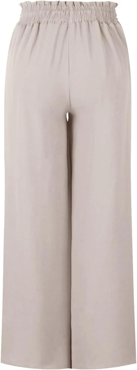 Women High Waist Wide Leg Palazzo Pants Dressy Casual Flowy Pants Loose 2024 Fall Long Lounge Trousers with Pockets