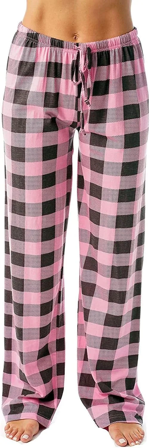 Women Plaid Printed Pants Full Length Long Trousers Sports Pants Business Casual Trousers
