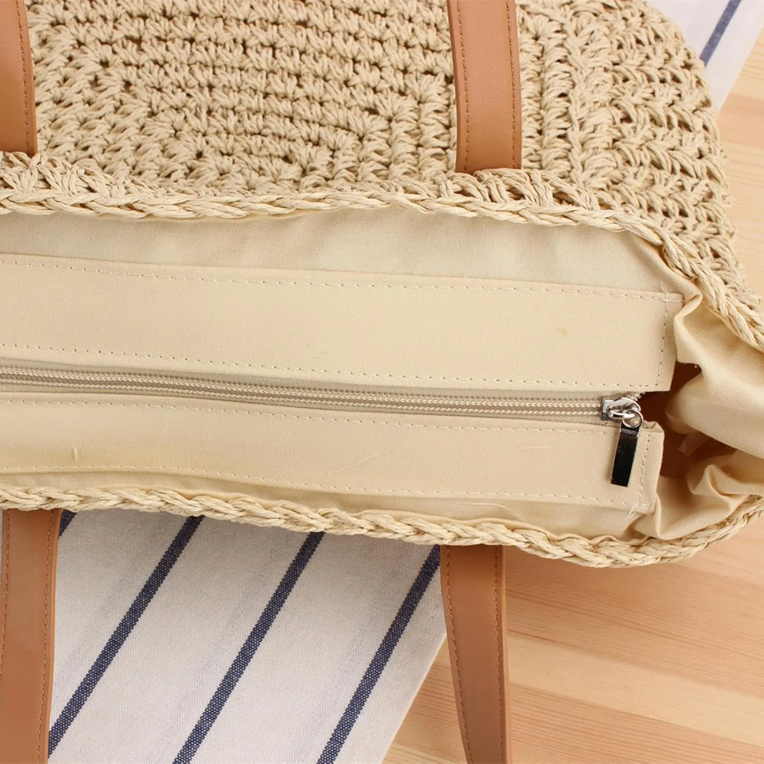 Women Shoulder Bag Shopping Bag Lady Boho Woven Handbag for Work Vacation Spring