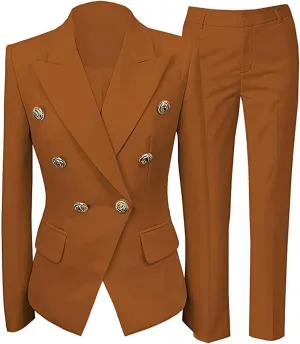Women's 2 Piece Suit Notched Lapel Pants Suits Set for Women Business Casual Office Work Tuxedo Blazer Pants Set