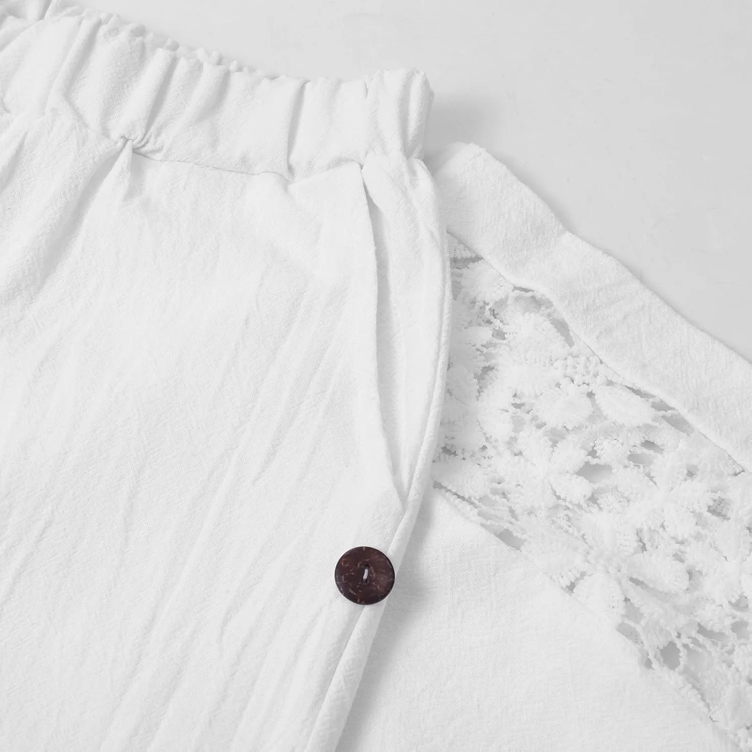 Women's Capri Pants High Waist Drawstring Cinch Bottom with Button Cotton Loose Casual Trouser with Pockets