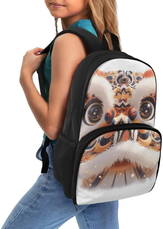 Womens Cartoon Lion Dance Print Travel Backpack Colorful Art Animal Lions Pattern Casual Daypack for Weekender Business Hiking Meal Prep Lunch Backpack