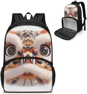 Womens Cartoon Lion Dance Print Travel Backpack Colorful Art Animal Lions Pattern Casual Daypack for Weekender Business Hiking Meal Prep Lunch Backpack