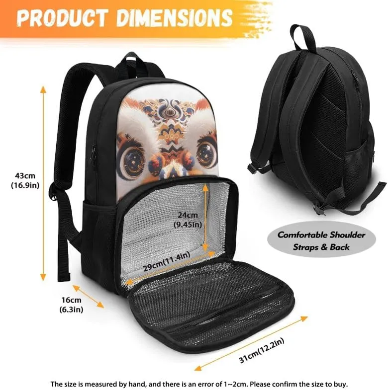 Womens Cartoon Lion Dance Print Travel Backpack Colorful Art Animal Lions Pattern Casual Daypack for Weekender Business Hiking Meal Prep Lunch Backpack