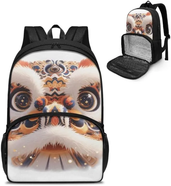 Womens Cartoon Lion Dance Print Travel Backpack Colorful Art Animal Lions Pattern Casual Daypack for Weekender Business Hiking Meal Prep Lunch Backpack