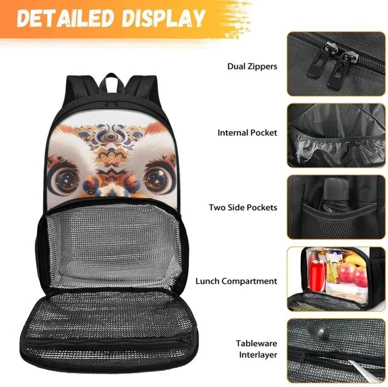 Womens Cartoon Lion Dance Print Travel Backpack Colorful Art Animal Lions Pattern Casual Daypack for Weekender Business Hiking Meal Prep Lunch Backpack