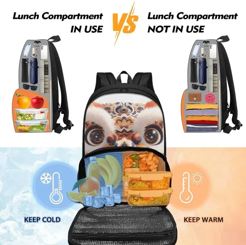 Womens Cartoon Lion Dance Print Travel Backpack Colorful Art Animal Lions Pattern Casual Daypack for Weekender Business Hiking Meal Prep Lunch Backpack