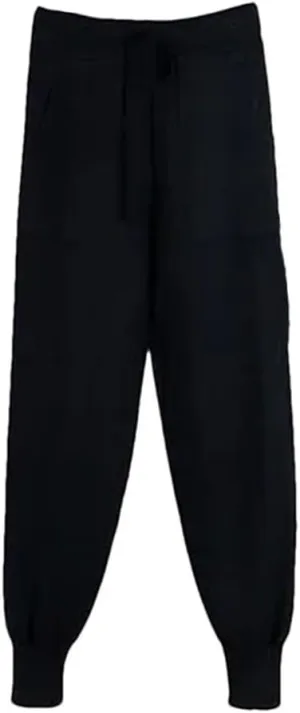 WomenS Casual Harem Pants - Winter Loose Knit Trousers with Pockets - Solid Color Sweater Pants for Women