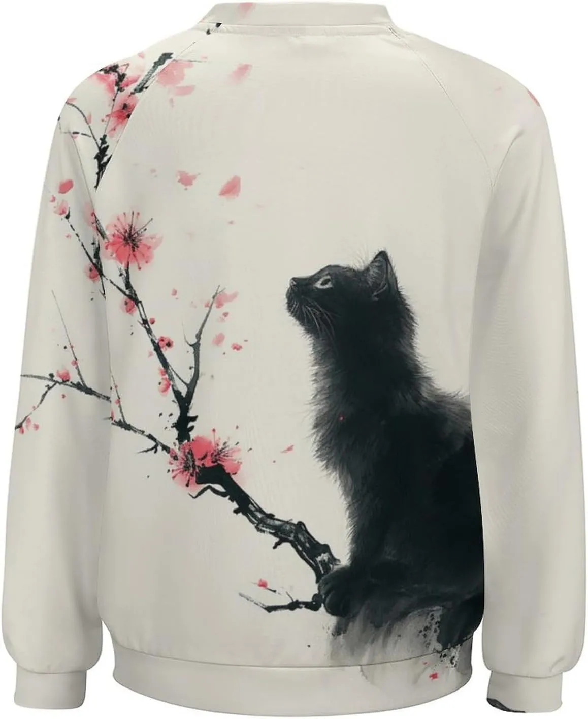 Womens Cat Sweatshirts Cute Graphic Printed Long Sleeve Crewneck Pullover Shirts Cat Lovers Tunic Tops for Girls