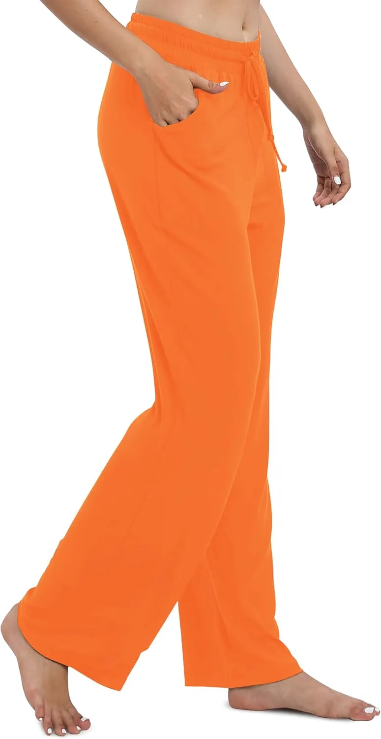 Women's Drawstring Casual Pants Stretchy High Waisted Loose Straight Leg Pants Jogger Trousers with Pockets