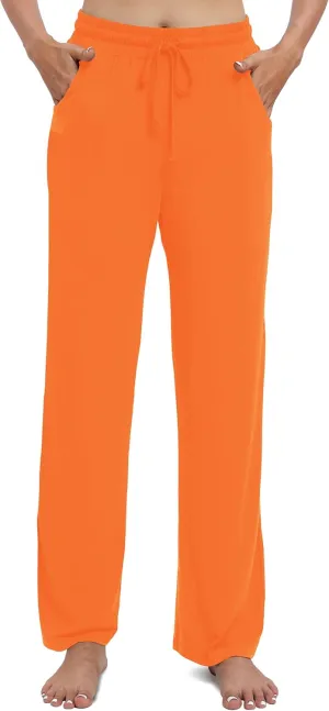 Women's Drawstring Casual Pants Stretchy High Waisted Loose Straight Leg Pants Jogger Trousers with Pockets