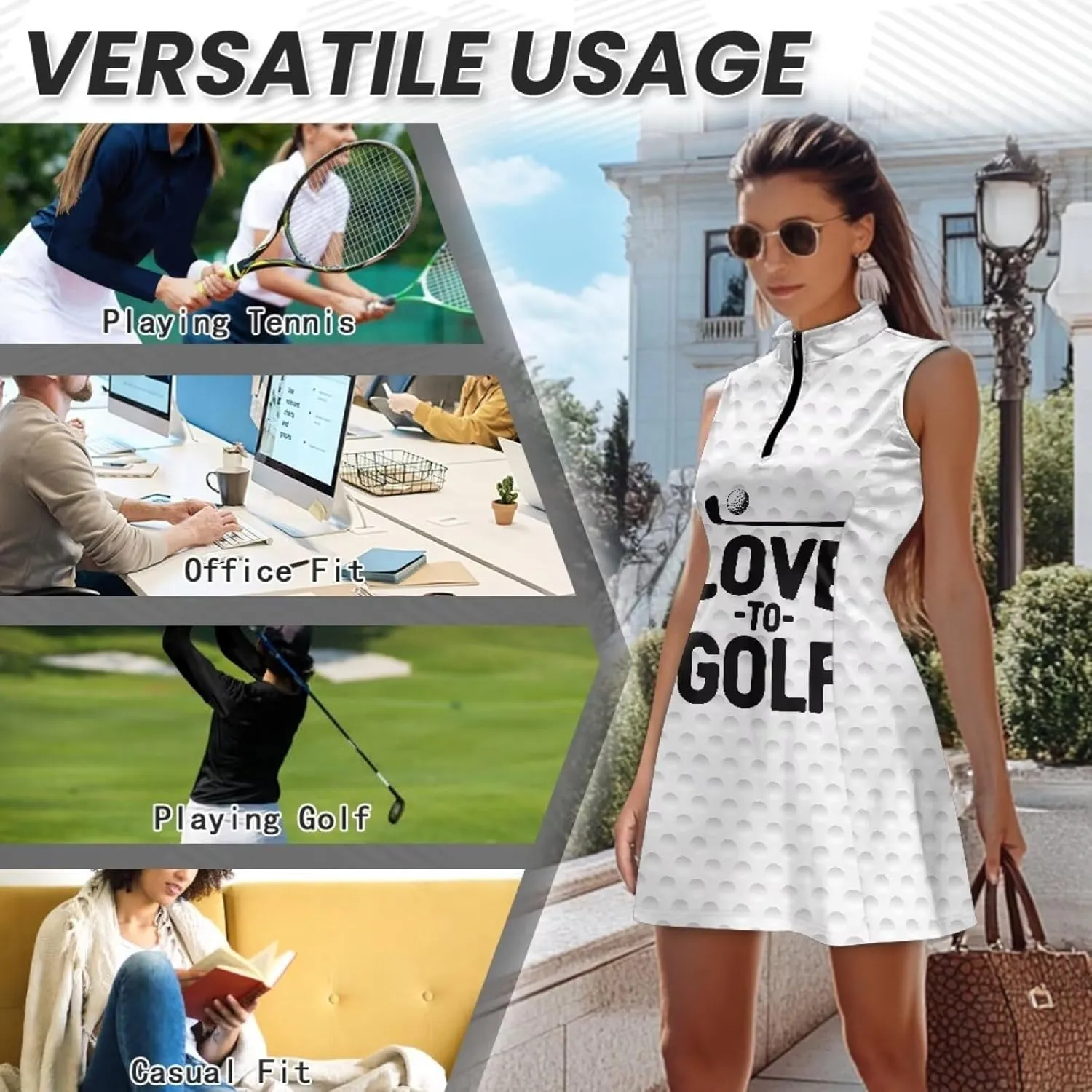 Women's Golf Shirt Shorts Set Sleeveless Half Zipper Collared Quick Dry Athletic Tennis Top Shirts for Women