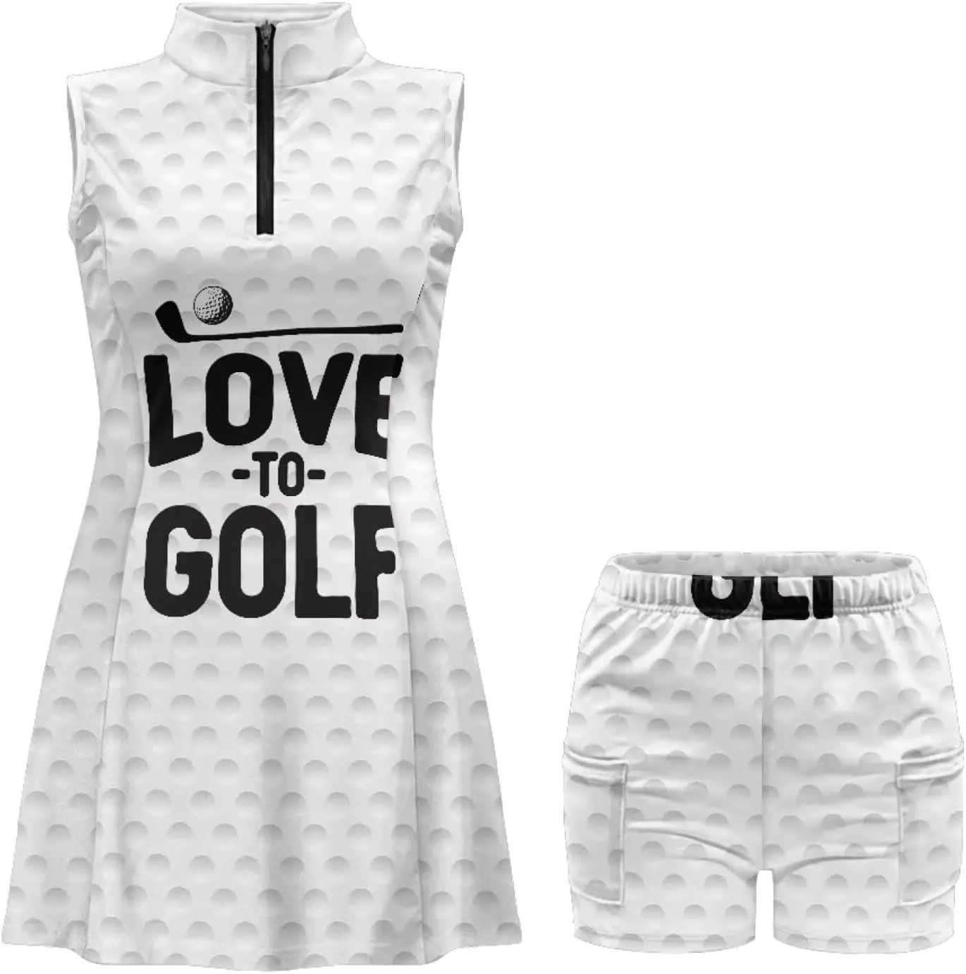 Women's Golf Shirt Shorts Set Sleeveless Half Zipper Collared Quick Dry Athletic Tennis Top Shirts for Women