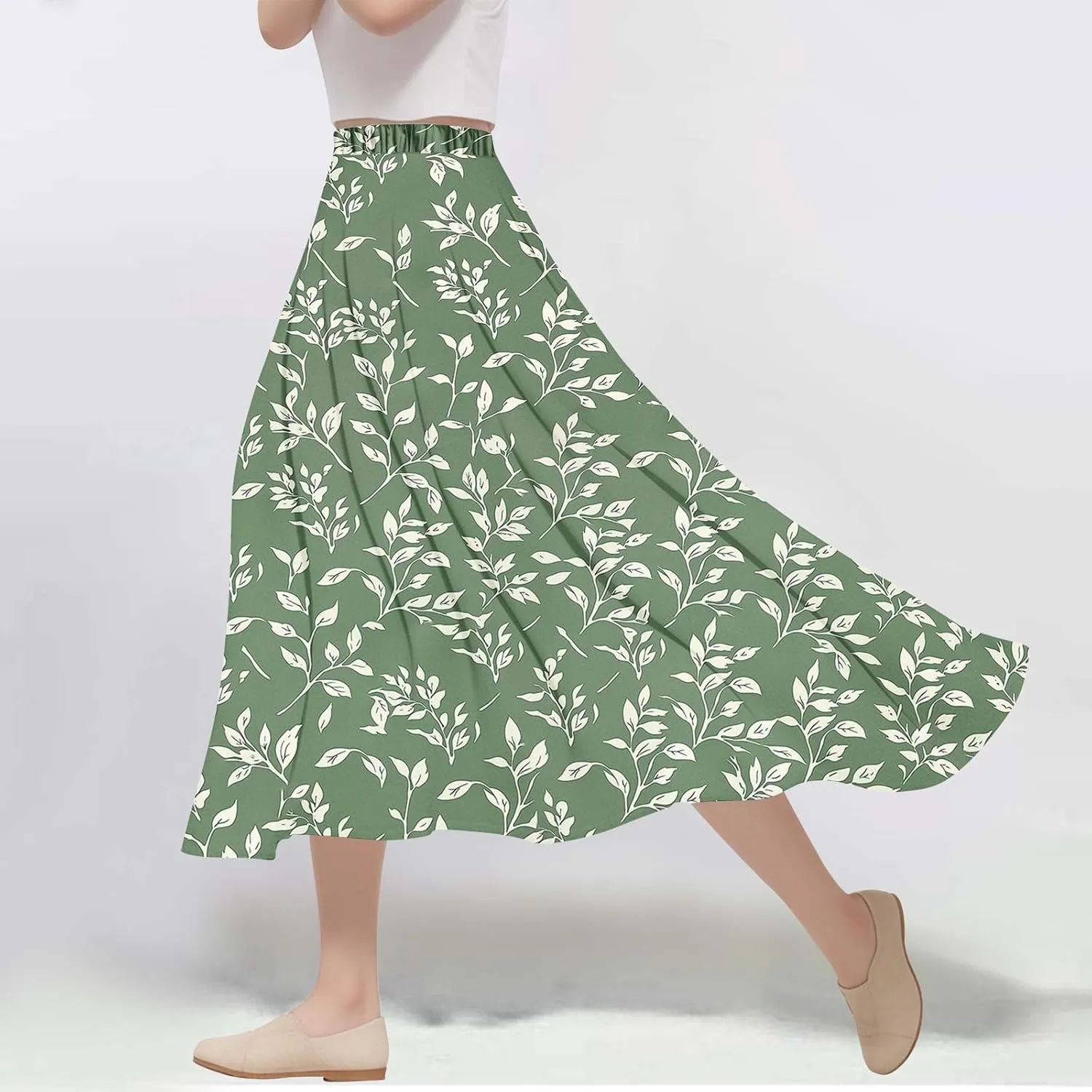 Women's High Waisted Flowy Swing Skirt, Fashion Floral Print Summer Beach Shirts Comfy Casual Daily Going Out Clothes