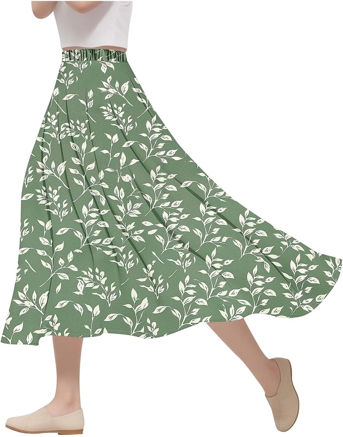 Women's High Waisted Flowy Swing Skirt, Fashion Floral Print Summer Beach Shirts Comfy Casual Daily Going Out Clothes