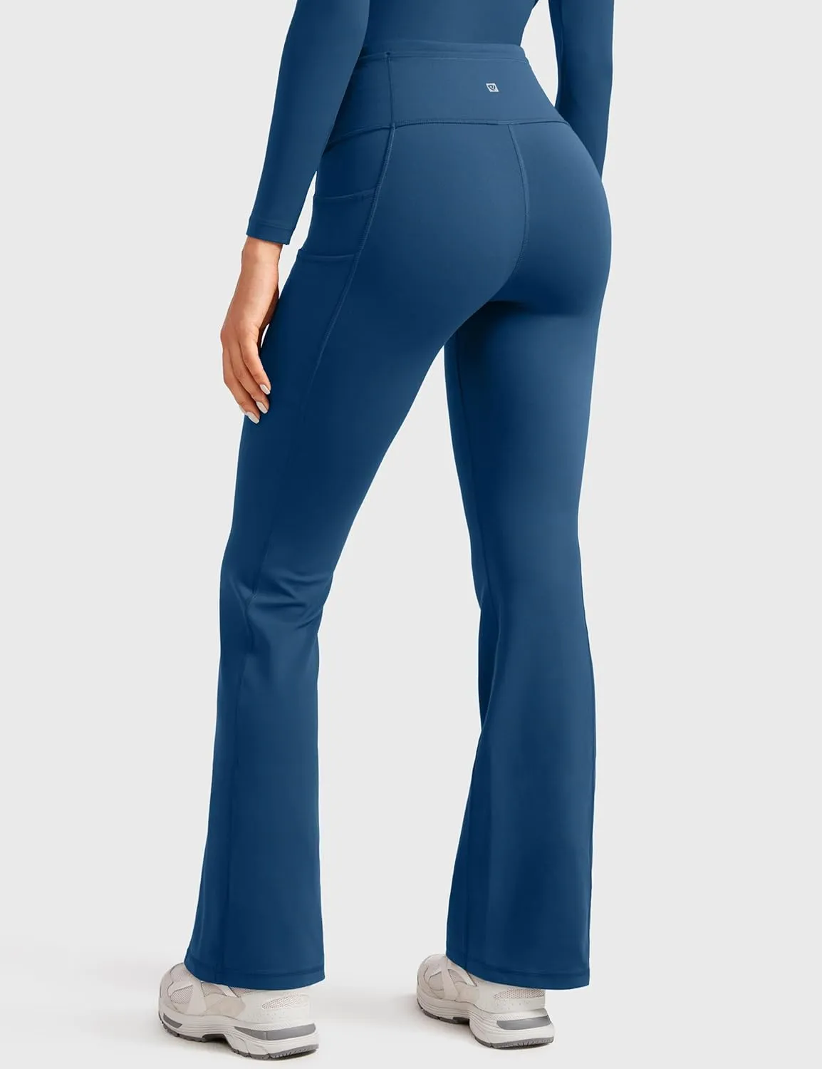 Womens High Waisted Medical Flare Scrub Pants 31" - 7 Pockets Wide Leg Bootcut Yoga Scrub Leggings Work Pants
