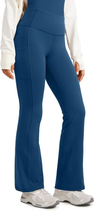 Womens High Waisted Medical Flare Scrub Pants 31" - 7 Pockets Wide Leg Bootcut Yoga Scrub Leggings Work Pants