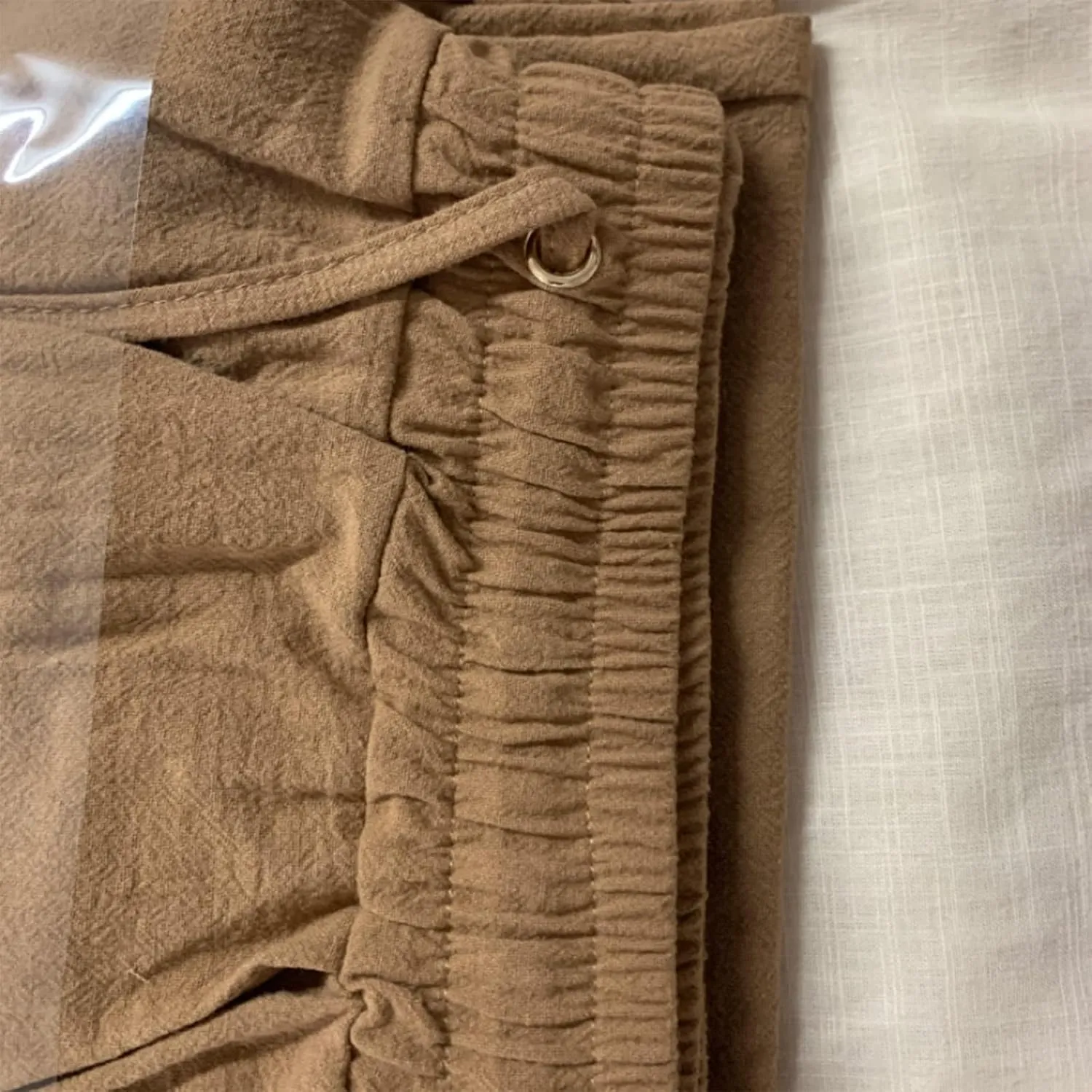 Womens Linen Pants Casual Straight Pants Drawstring Elastic Waist Long Pants Plus Size Comfy Summer Jogger Trousers