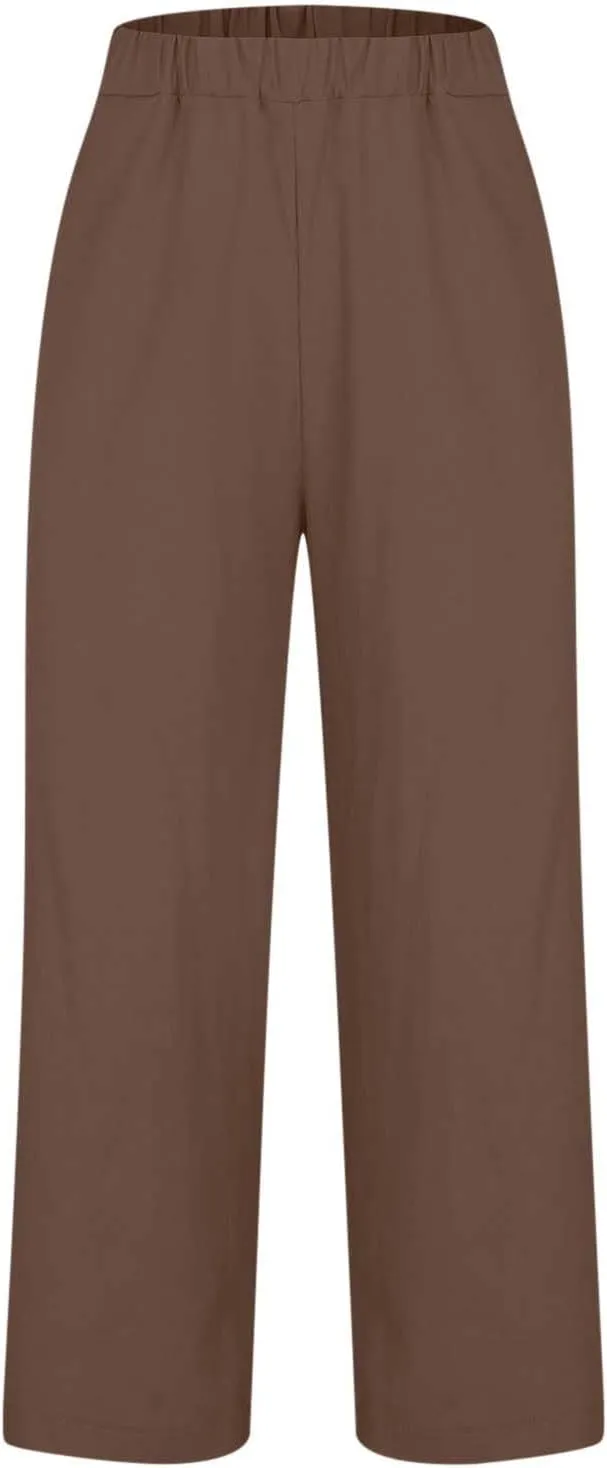 Womens Linen Pants Palazzo Wide Leg Slacks Loose Comfy High Waisted Cotton Linen Pants 2025 Summer Casual Trousers
