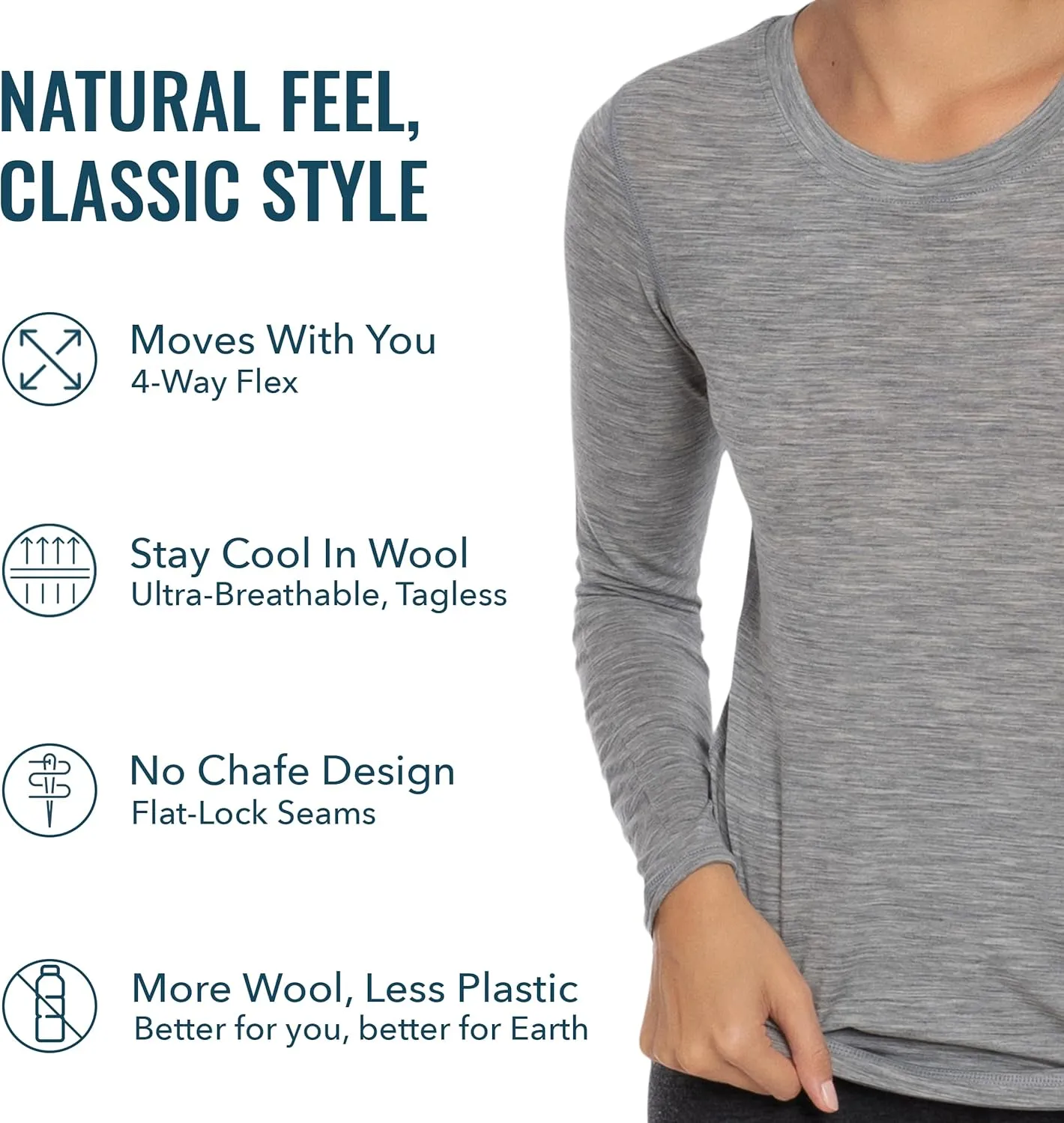 Women's Merino Long Sleeve Shirt by Woolly | RWS Certified | Soft, Stink Free, Seattle Designed