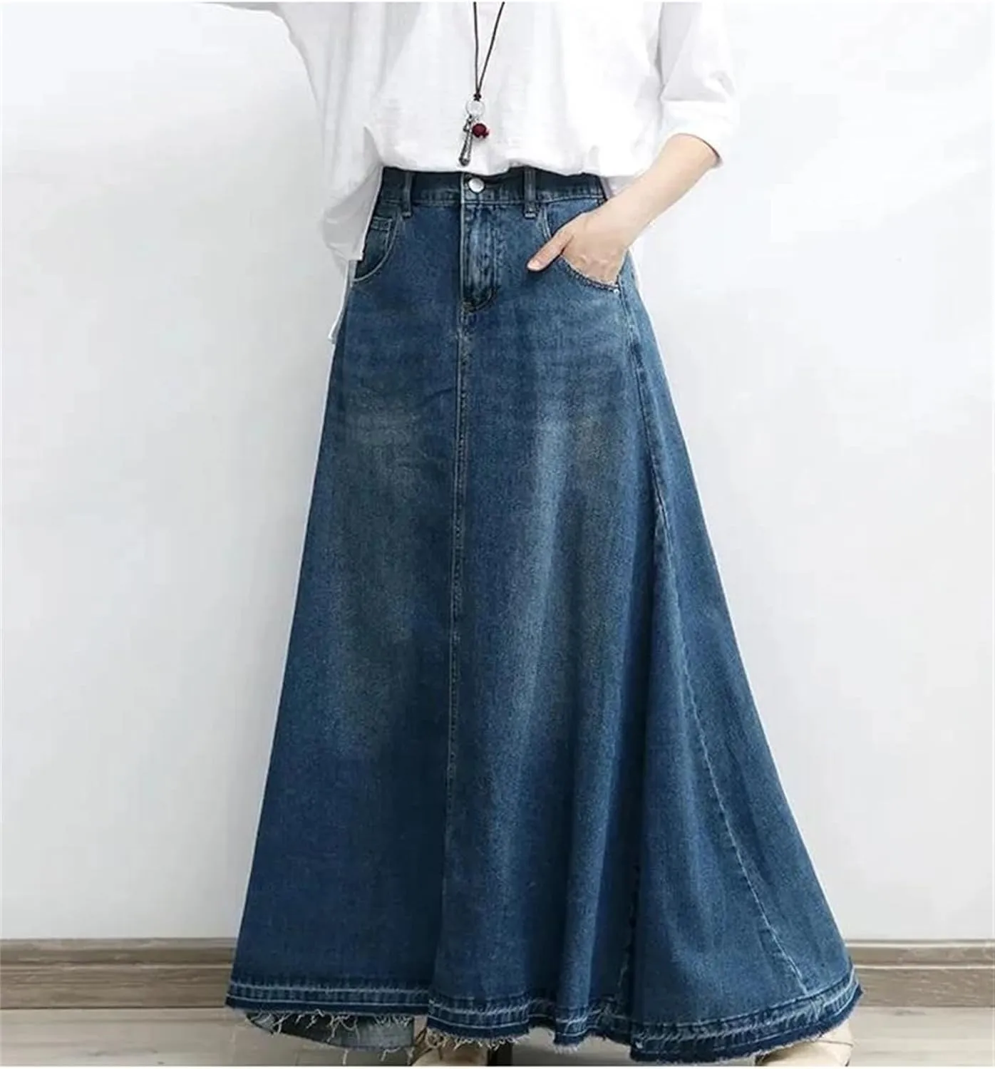 Women's Oversized High Waisted Denim Long Swing Skirts Summer Slim A-Line Jeans Umbrella Skirts