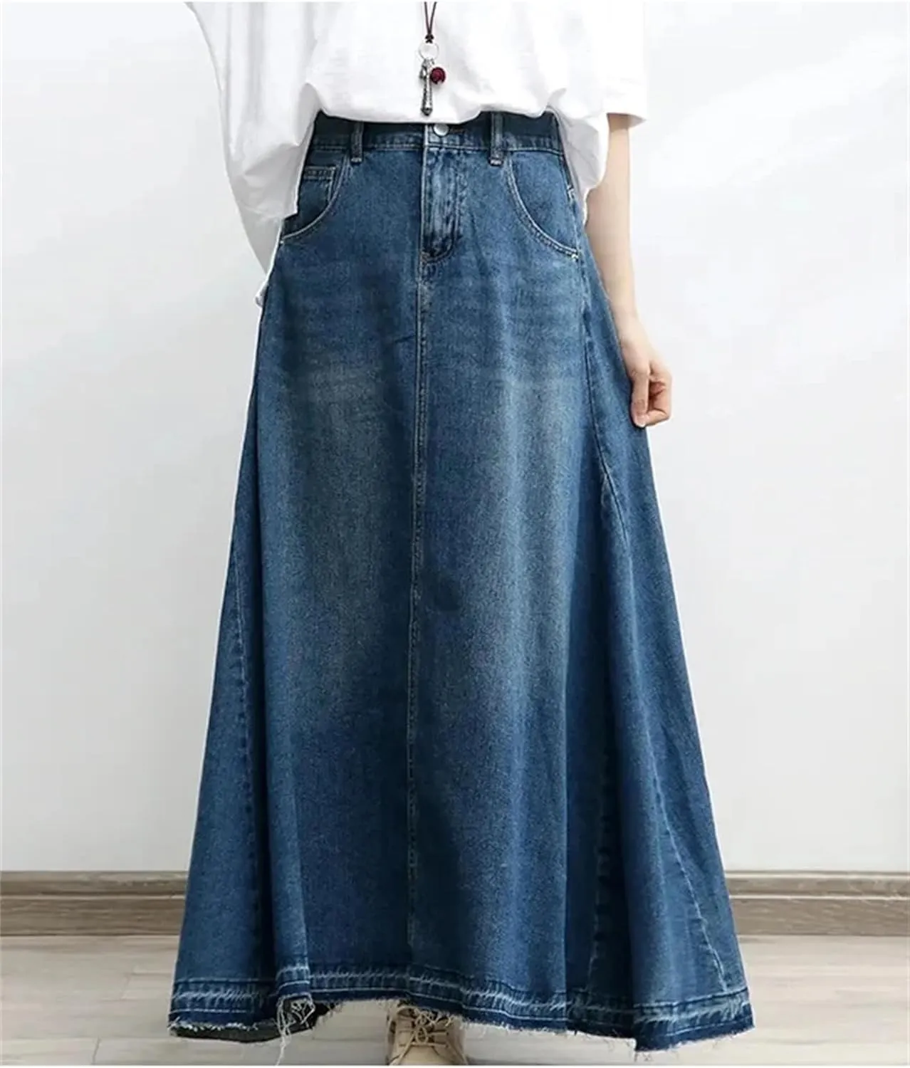 Women's Oversized High Waisted Denim Long Swing Skirts Summer Slim A-Line Jeans Umbrella Skirts
