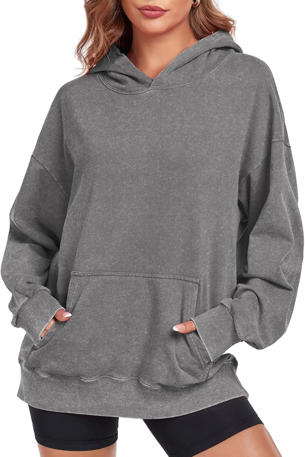 Women's Oversized Hoodies Sweatshirts Vintage Acid Wash Cotton Baggy Spring Fall Outfits Pullover Tops