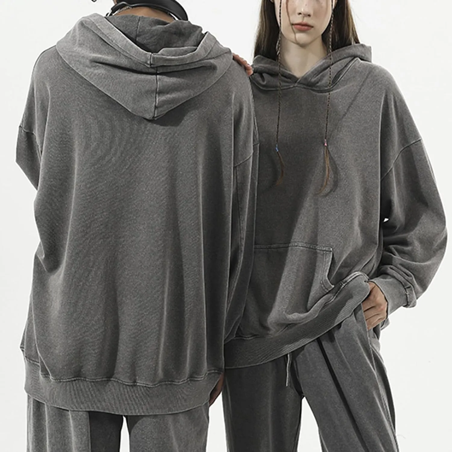 Women's Oversized Hoodies Sweatshirts Vintage Acid Wash Cotton Baggy Spring Fall Outfits Pullover Tops