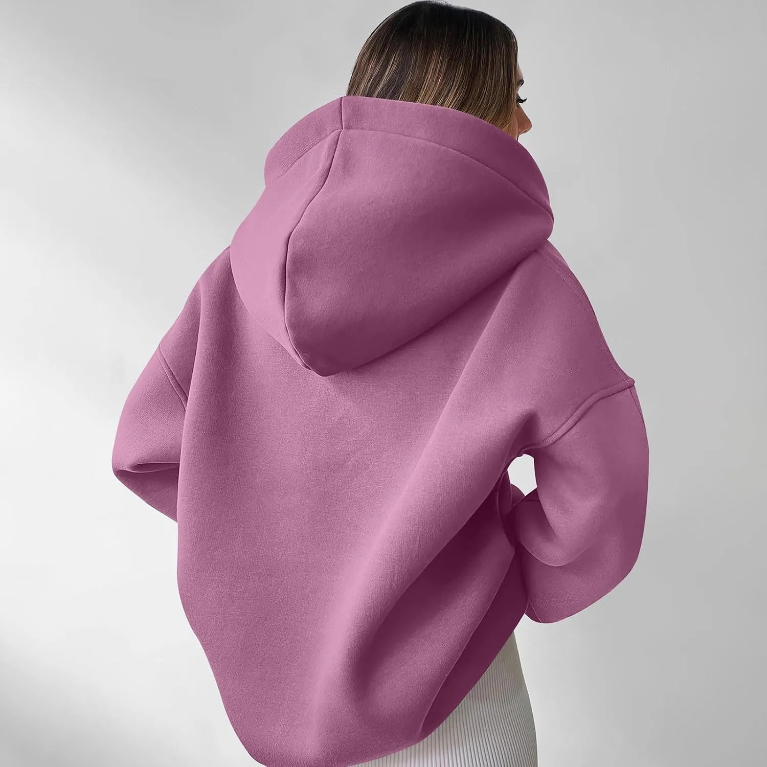 Womens Oversized Hoodies V Neck Sweatshirts Long Sleeve Pullover Casual Fall Teen Girls Preppy Clothes 2024 Trendy
