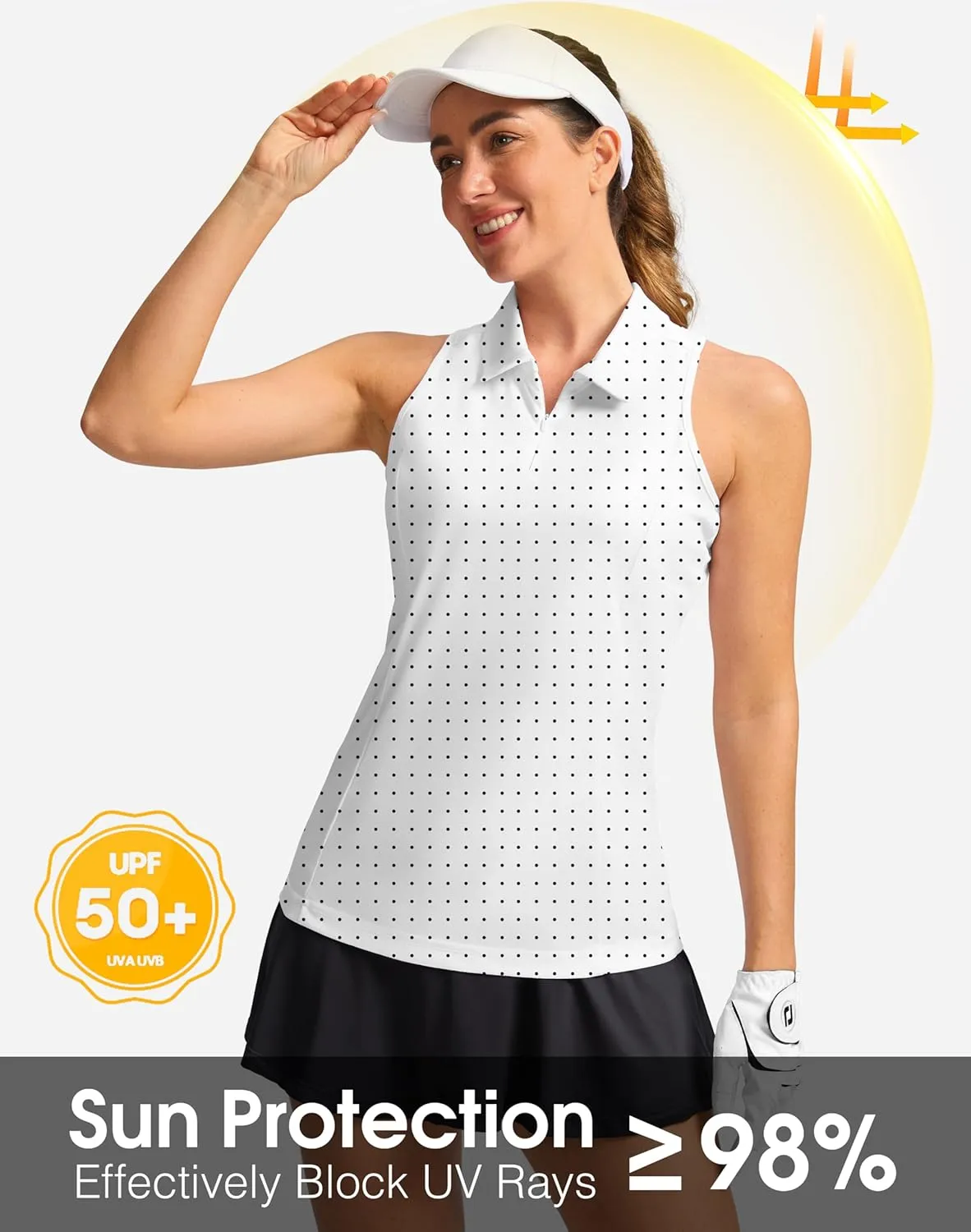 Women's Sleeveless Golf Shirt Zip Up Quick Dry Collared Tank Tops Racerback Tennis Athletic Polo Shirts for Women