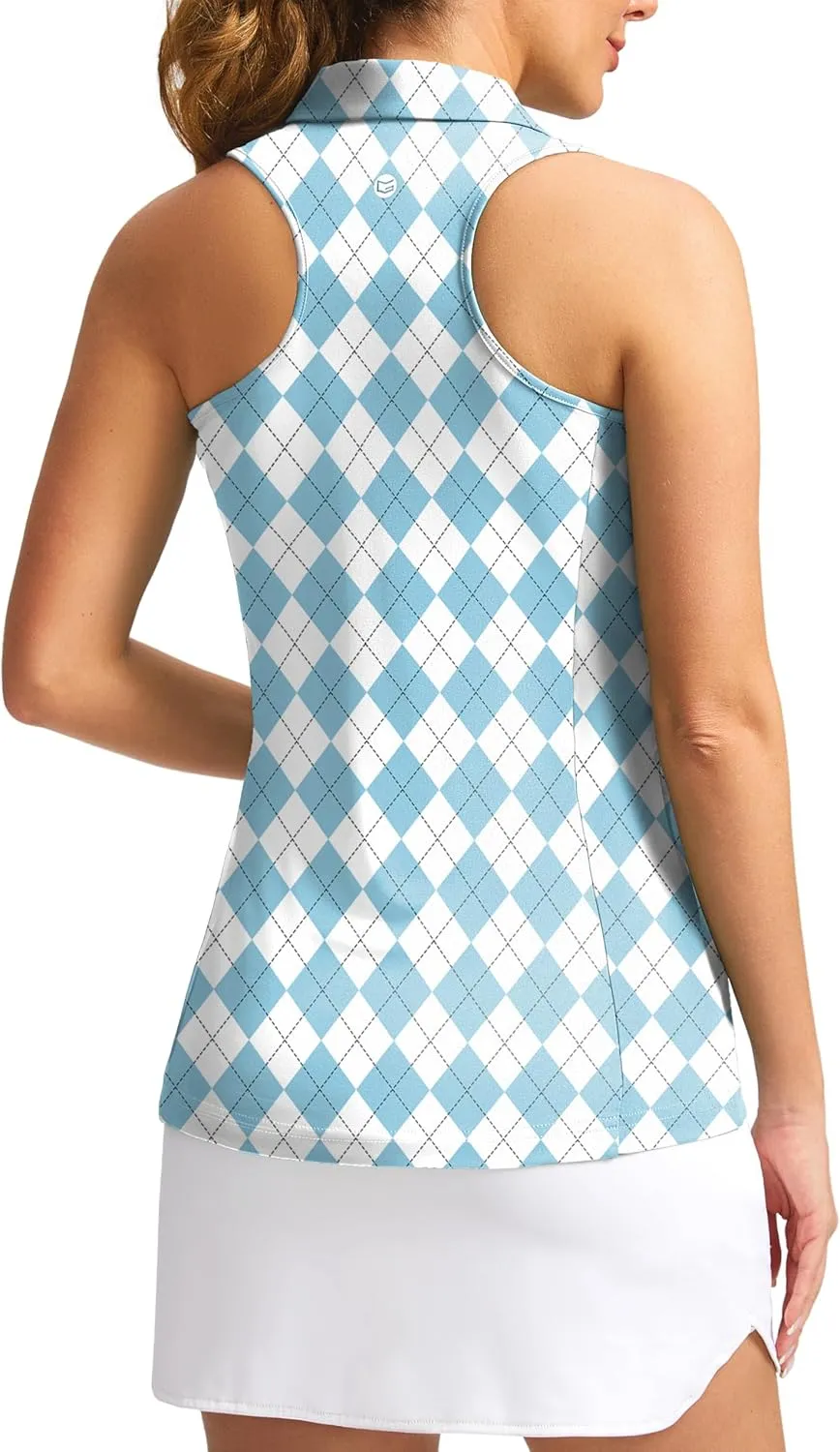 Women's Sleeveless Golf Shirt Zip Up Quick Dry Collared Tank Tops Racerback Tennis Athletic Polo Shirts for Women