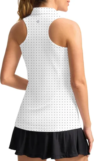 Women's Sleeveless Golf Shirt Zip Up Quick Dry Collared Tank Tops Racerback Tennis Athletic Polo Shirts for Women