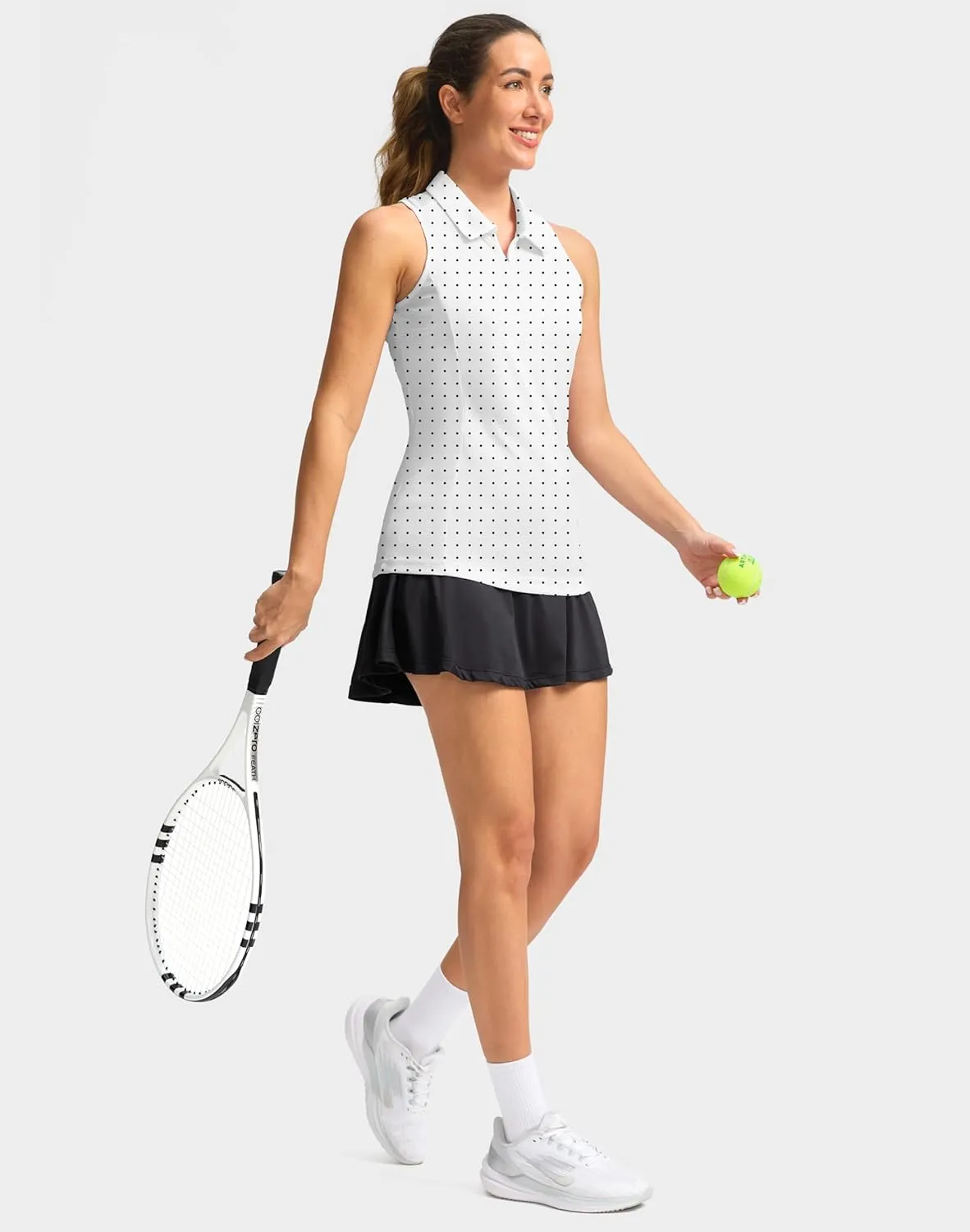 Women's Sleeveless Golf Shirt Zip Up Quick Dry Collared Tank Tops Racerback Tennis Athletic Polo Shirts for Women