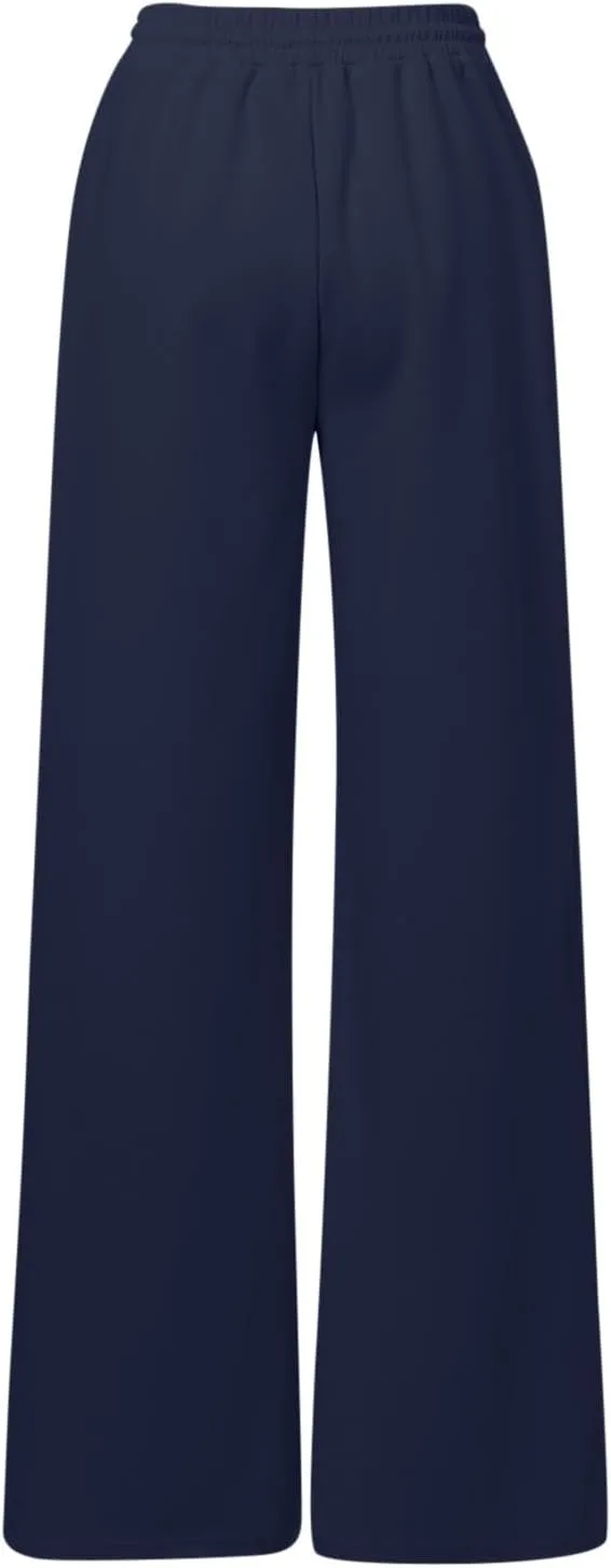 Women's Summer Casual Pants High Waist Drawstring Wide Straight Leg Sport Pants Loose Workout Trousers with Pockets
