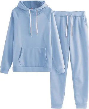 Womens Two Piece Outfits Long Sleeve V Neck Y2K Fashion Hoodie Sweatshirt Long Pants Outfits