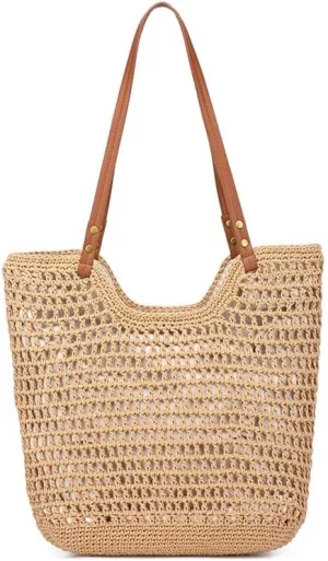 Women's Woven Shoulder Bag Bohemian Style Bucket Bag Large Capacity Hand Crochet Women's Handbag for Everyday & Travel