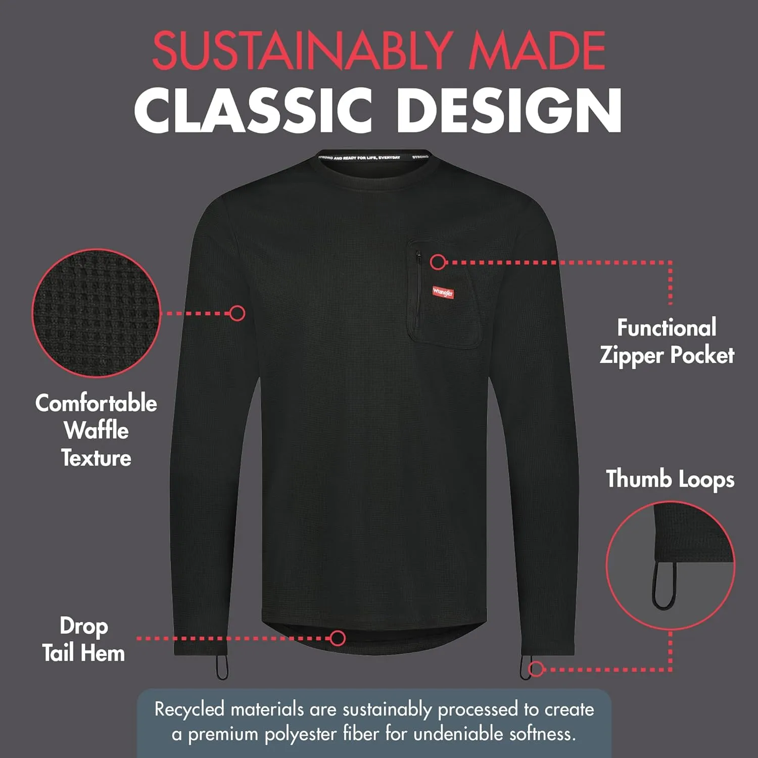 Wrangler - Mens Thermal Long Sleeve Shirt Thermal Underwear for Men