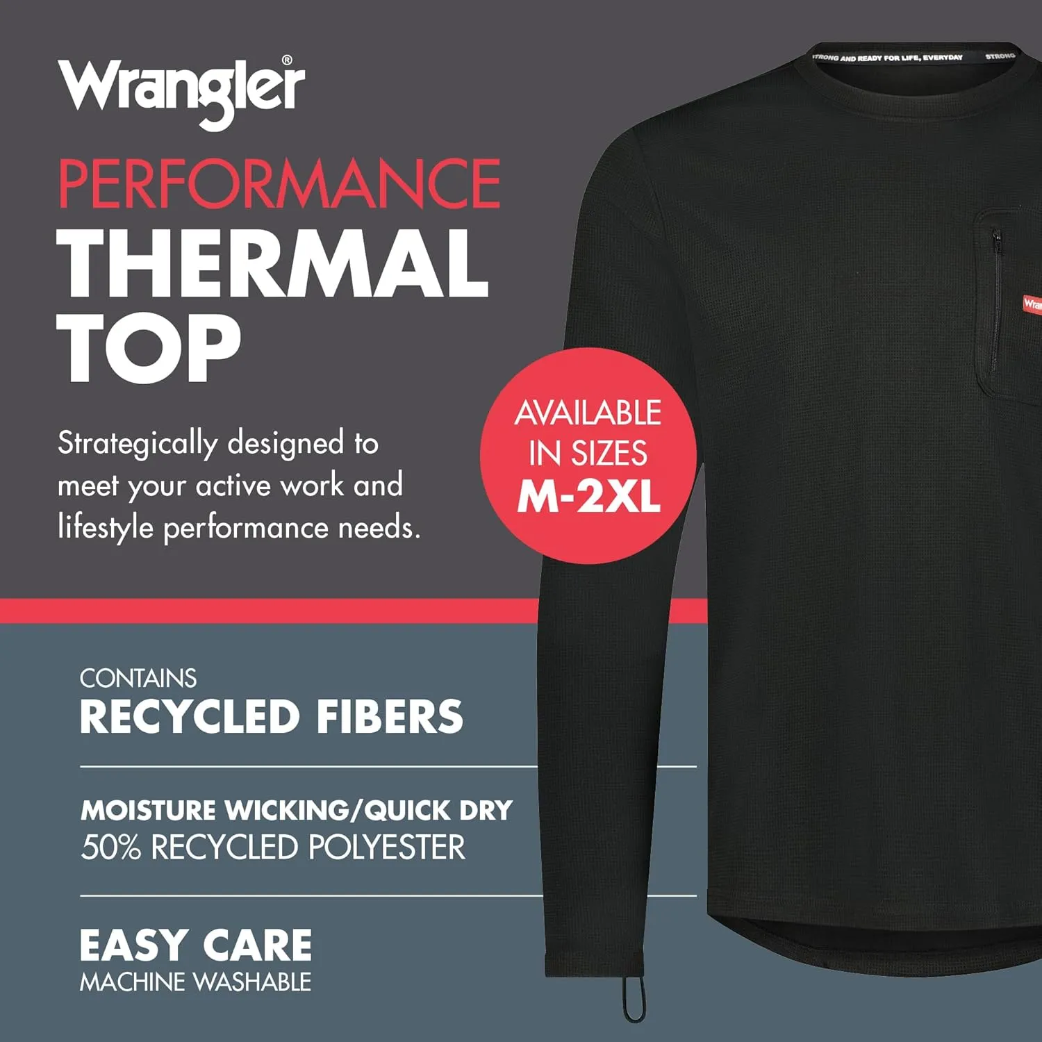 Wrangler - Mens Thermal Long Sleeve Shirt Thermal Underwear for Men