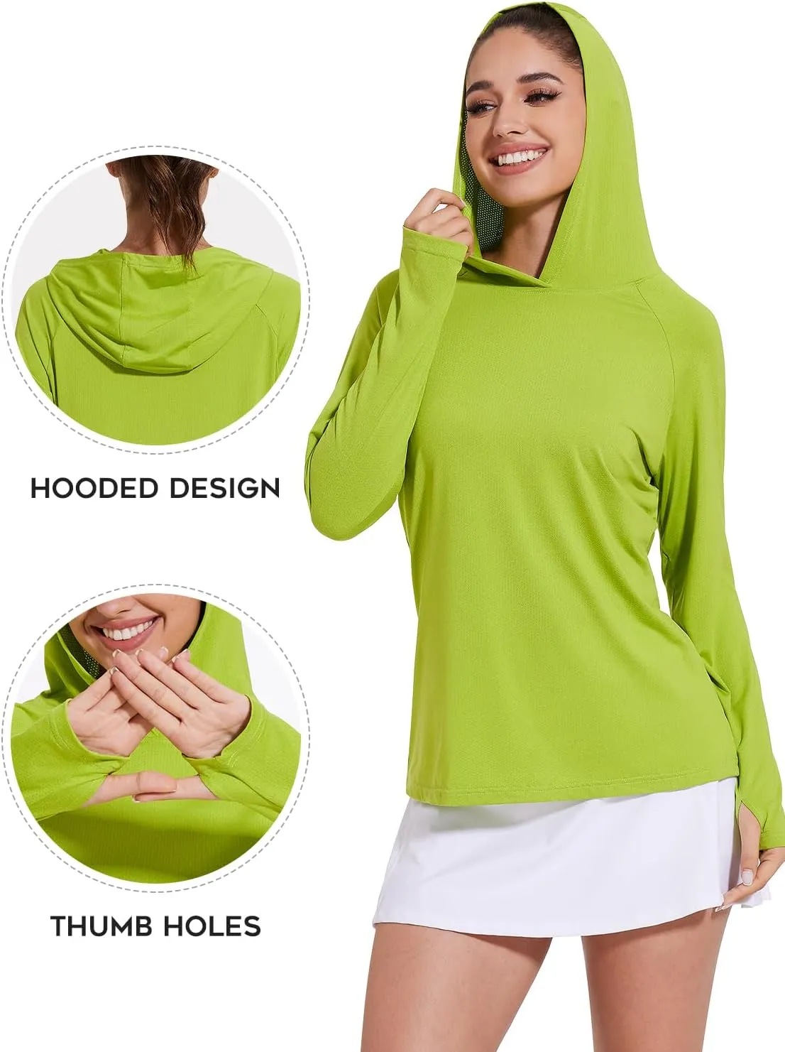 Xelky Women's Hoodie Long Sleeve Sun Shirts Lightweight UV Protection Hooded Shirt Athletic Hoodie with Thumb Hole