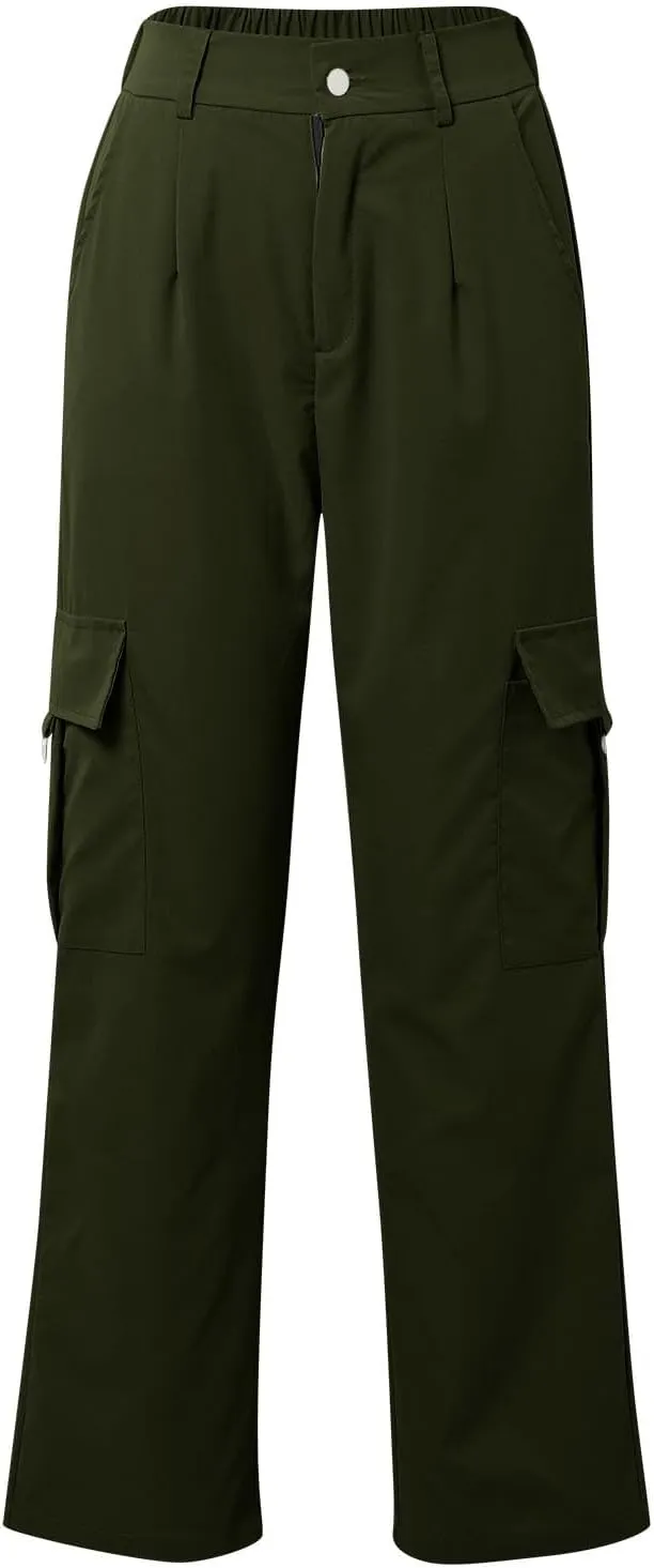 Y2K Cargo Pants for Women Teen Girl Baggy Elastic High Waisted Casual Parachute Pant Straight Leg Streetwear Trousers