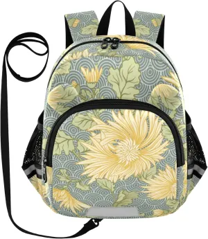 Yellow Japanese Chrysanthemum Little Kid Toddler Backpack Baby Boys Girls Kindergarten Pre School Bags Cute Cartoon Backpacks for children