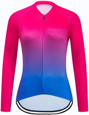 YIBIMOTTO Women's Cycling Jersey Long Sleeve Quick Dry Mountain Biking Shirts Bicycle Tops Full Zipper Sun Protection